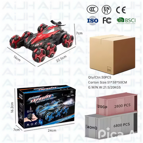 CARRO STUNT ACROBATICO RC 6 RUEDAS